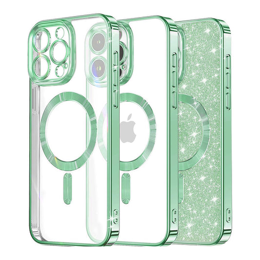 MagSafe Case for Apple iPhone 12 Pro, Techsuit, Luxury Glitter, Light Green