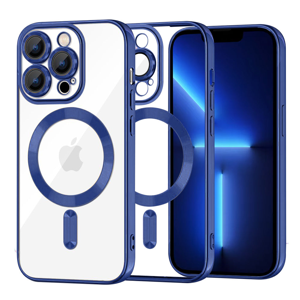 MagSafe-Hülle für Apple iPhone 13 Pro Max, Techsuit, Luxury Crystal, Dunkelblau