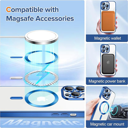 MagSafe-Hülle für Apple iPhone 13 Pro Max, Techsuit, Luxury Crystal, Dunkelblau
