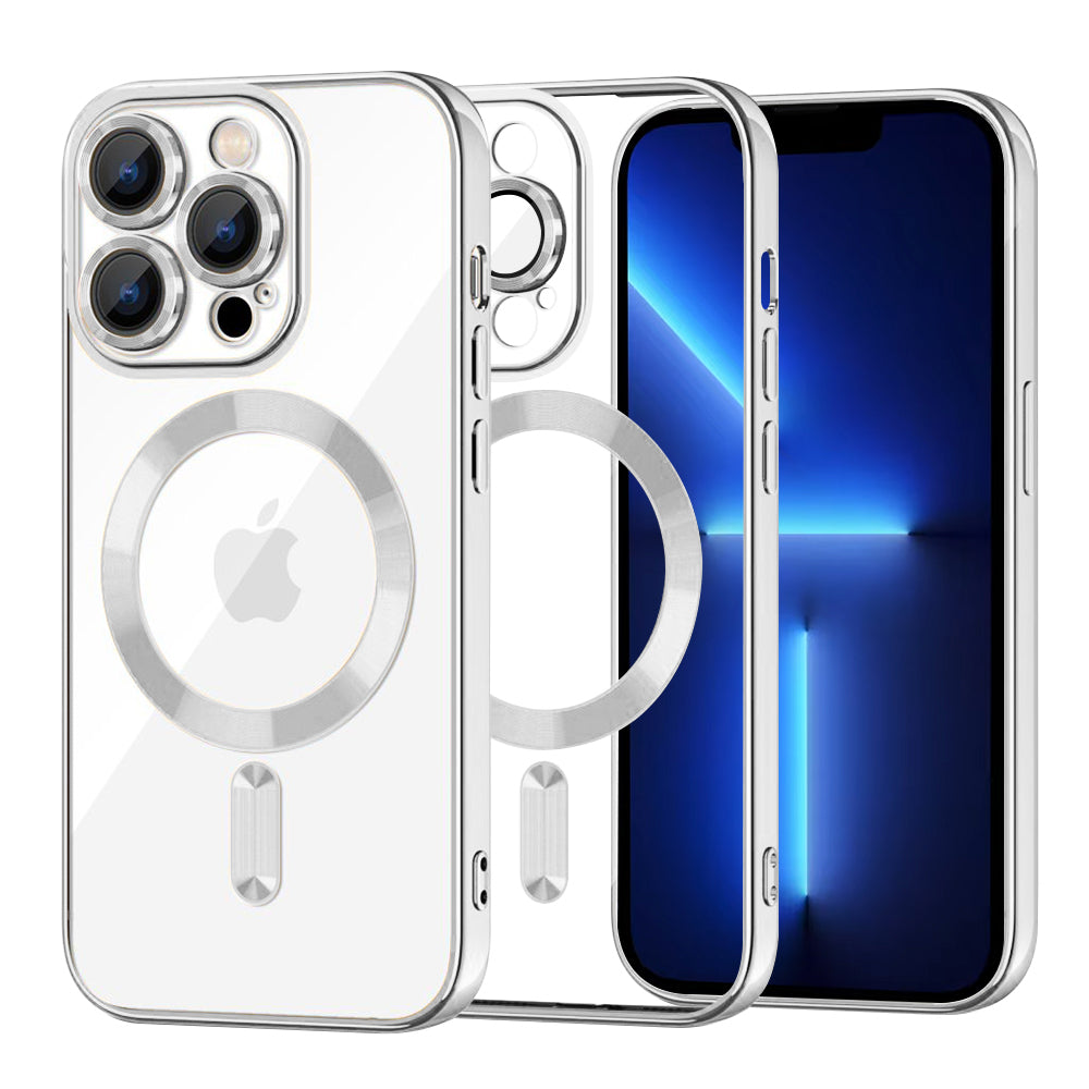 MagSafe-Hülle für Apple iPhone 13 Pro Max, Techsuit, Luxury Crystal, Silber