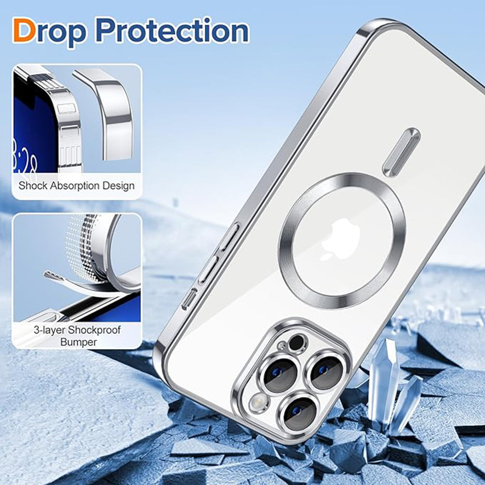 MagSafe-Hülle für Apple iPhone 13 Pro Max, Techsuit, Luxury Crystal, Silber