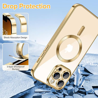 MagSafe Case for Apple iPhone 13 Pro Max, Techsuit, Luxury Crystal, Gold