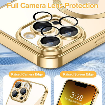 MagSafe Case for Apple iPhone 13 Pro Max, Techsuit, Luxury Crystal, Gold