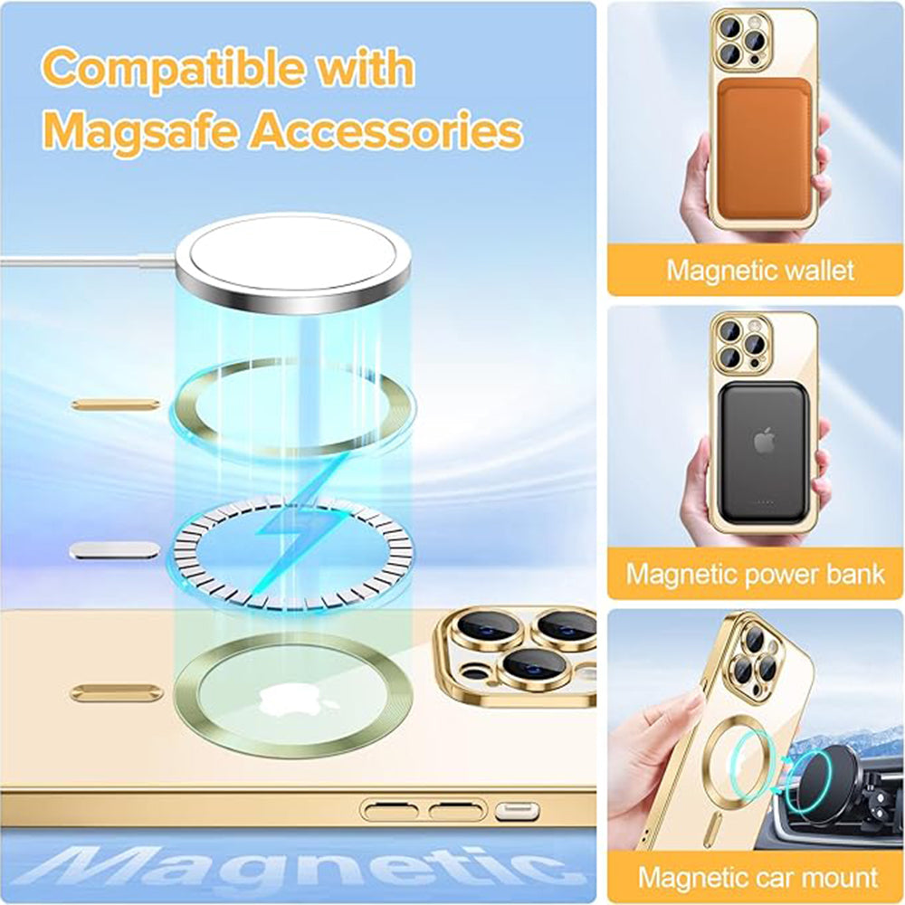 MagSafe Case for Apple iPhone 13 Pro Max, Techsuit, Luxury Crystal, Gold
