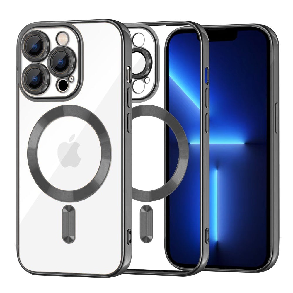 MagSafe-Hülle für Apple iPhone 13 Pro Max, Techsuit, Luxury Crystal, Schwarz