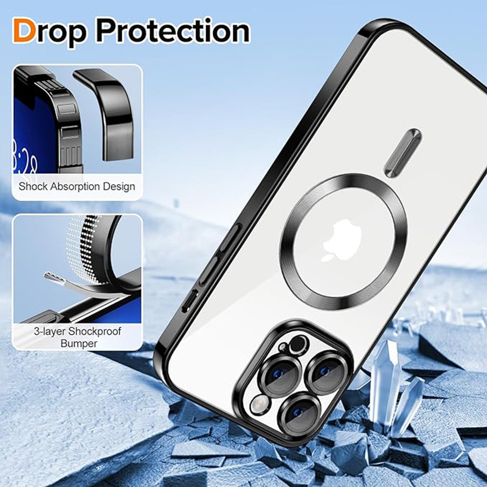 MagSafe-Hülle für Apple iPhone 13 Pro Max, Techsuit, Luxury Crystal, Schwarz