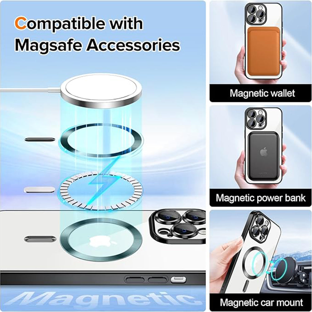 MagSafe-Hülle für Apple iPhone 13 Pro Max, Techsuit, Luxury Crystal, Schwarz