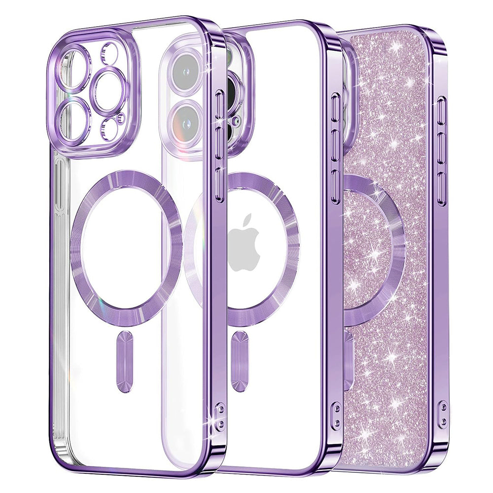 MagSafe-Hülle für Apple iPhone 13 Pro Max, Techsuit, Luxury Glitter, Hellviolett