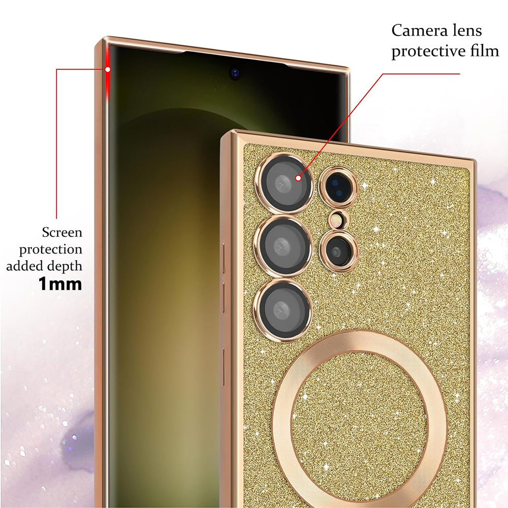 MagSafe-Hülle für Apple iPhone 13 Pro Max, Techsuit, Luxury Glitter, Hellviolett