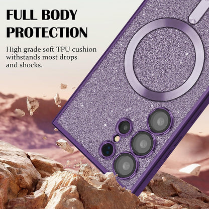 MagSafe Case for Apple iPhone 13 Pro Max, Techsuit, Luxury Glitter, Light Green