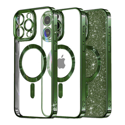 MagSafe-Hülle für Apple iPhone 13 Pro Max, Techsuit, Luxury Glitter, Dunkelgrün