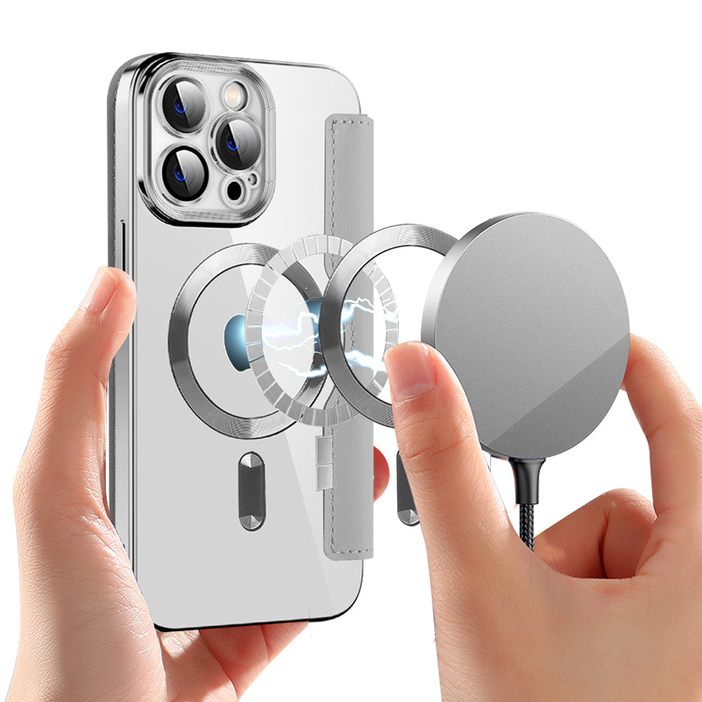 MagSafe-Hülle für Apple iPhone 13 Pro Max, Techsuit, SmartMag Book, Grau