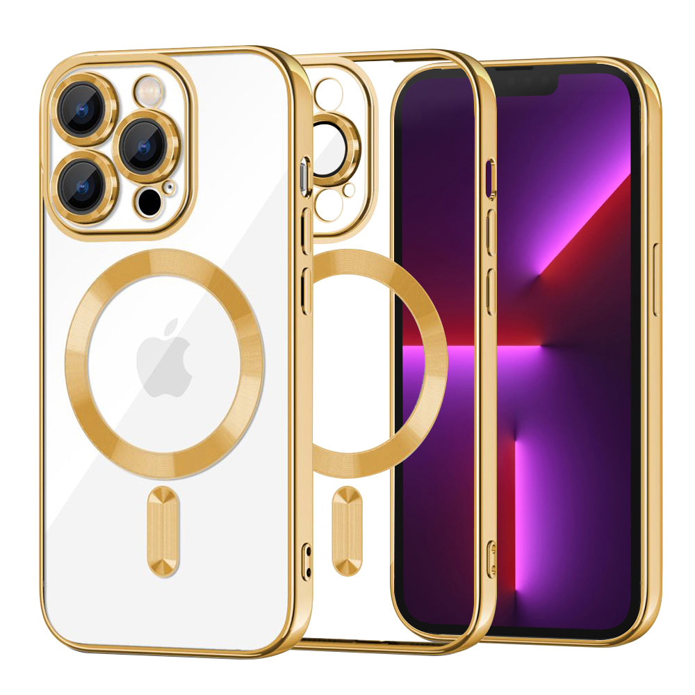 MagSafe Case for Apple iPhone 13 Pro, Techsuit, Luxury Crystal, Gold