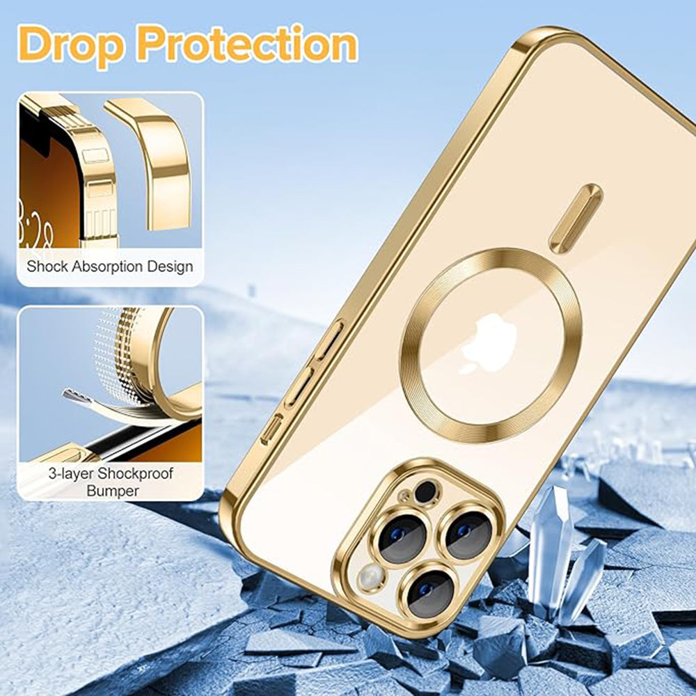 MagSafe Case for Apple iPhone 13 Pro, Techsuit, Luxury Crystal, Gold