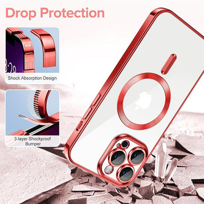 MagSafe Case for Apple iPhone 13 Pro, Techsuit, Luxury Crystal, Red