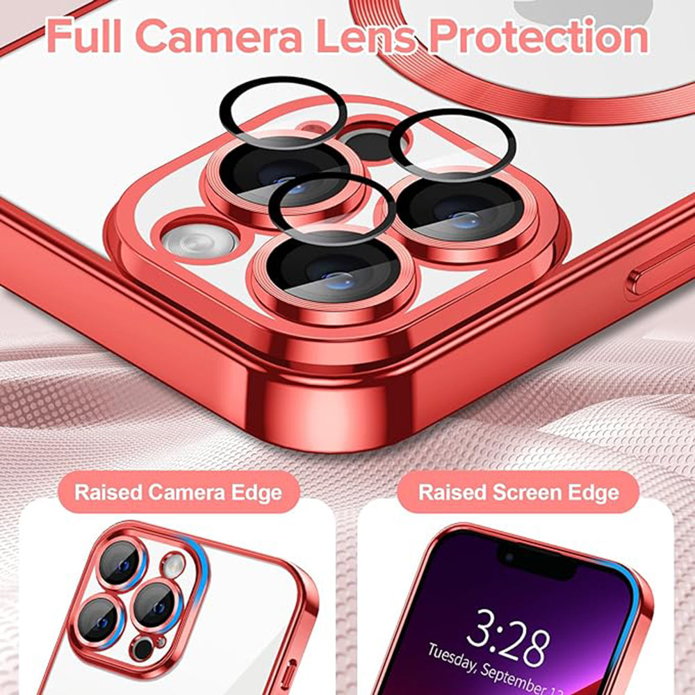 MagSafe Case for Apple iPhone 13 Pro, Techsuit, Luxury Crystal, Red