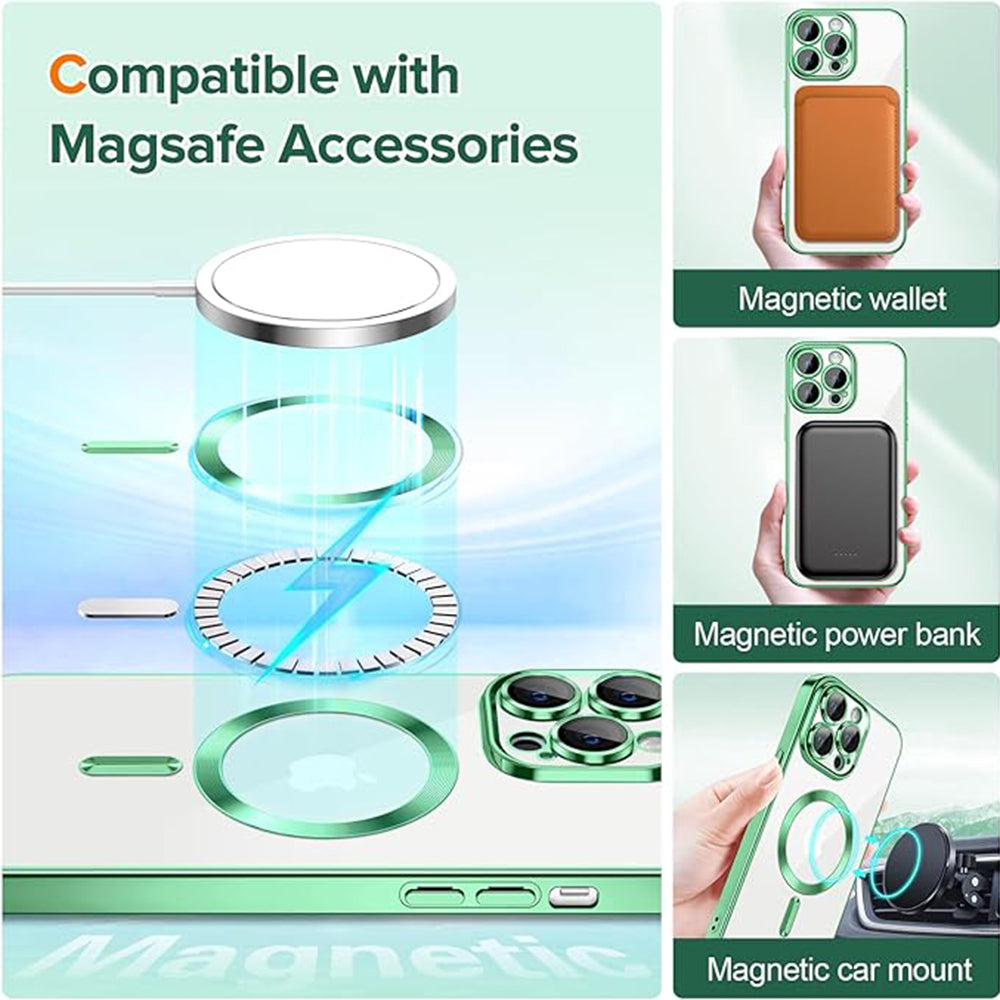 MagSafe-Hülle für Apple iPhone 13 Pro, Techsuit, Luxury Crystal, Hellgrün