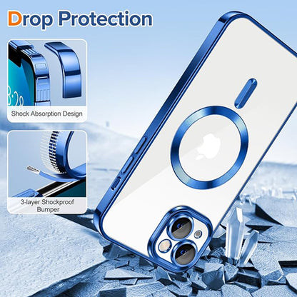 MagSafe-Hülle für Apple iPhone 13, Techsuit, Luxury Crystal, Dunkelblau