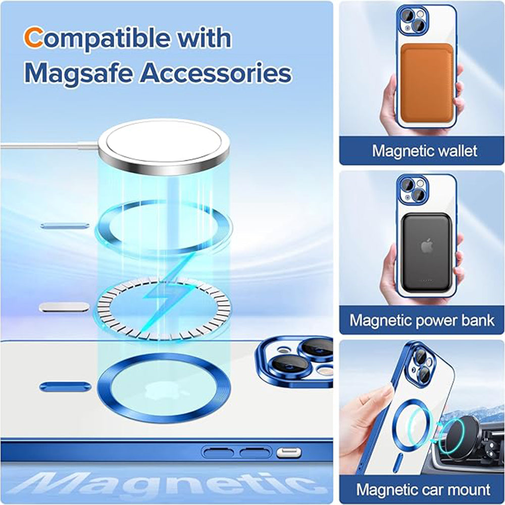 MagSafe-Hülle für Apple iPhone 13, Techsuit, Luxury Crystal, Dunkelblau
