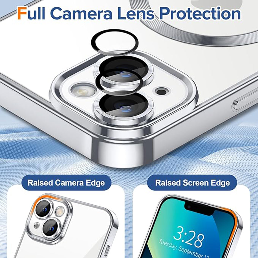 MagSafe Case for Apple iPhone 13, Techsuit, Luxury Crystal, Silver