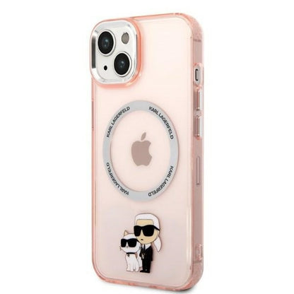 MagSafe Hülle für Apple iPhone 14, Karl Lagerfeld, Ikonik Karl & Choupette, Rosa