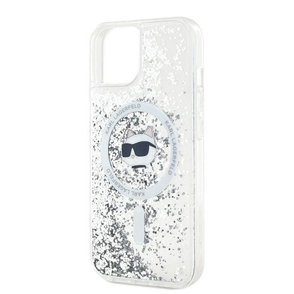 MagSafe Case for Apple iPhone 14, Karl Lagerfeld, Liquid Glitter Choupette's Head, Transparent