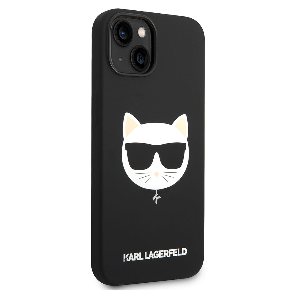 MagSafe Hülle für Apple iPhone 14 Plus, Karl Lagerfeld, Silikon Choupette's Head, Schwarz