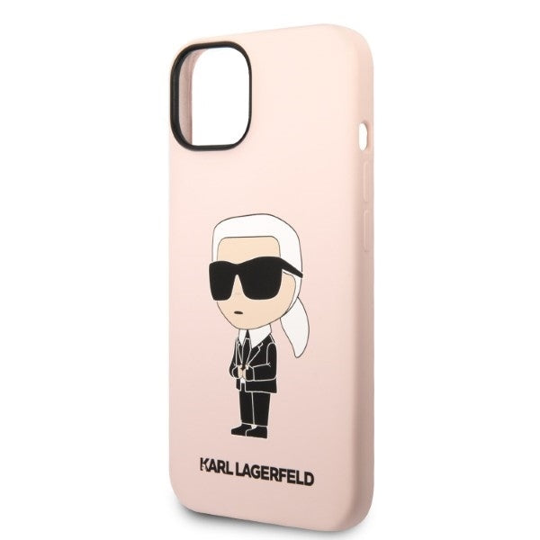 MagSafe Hülle für Apple iPhone 14 Plus, Karl Lagerfeld, Silicone Ikonik Karl, Rosa