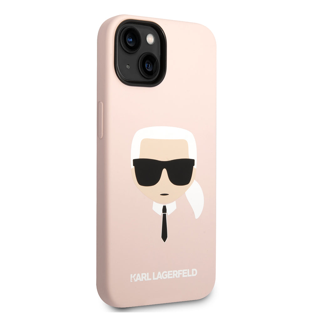 MagSafe Hülle für Apple iPhone 14 Plus, Karl Lagerfeld, Silikon Karl's Head, Rosa