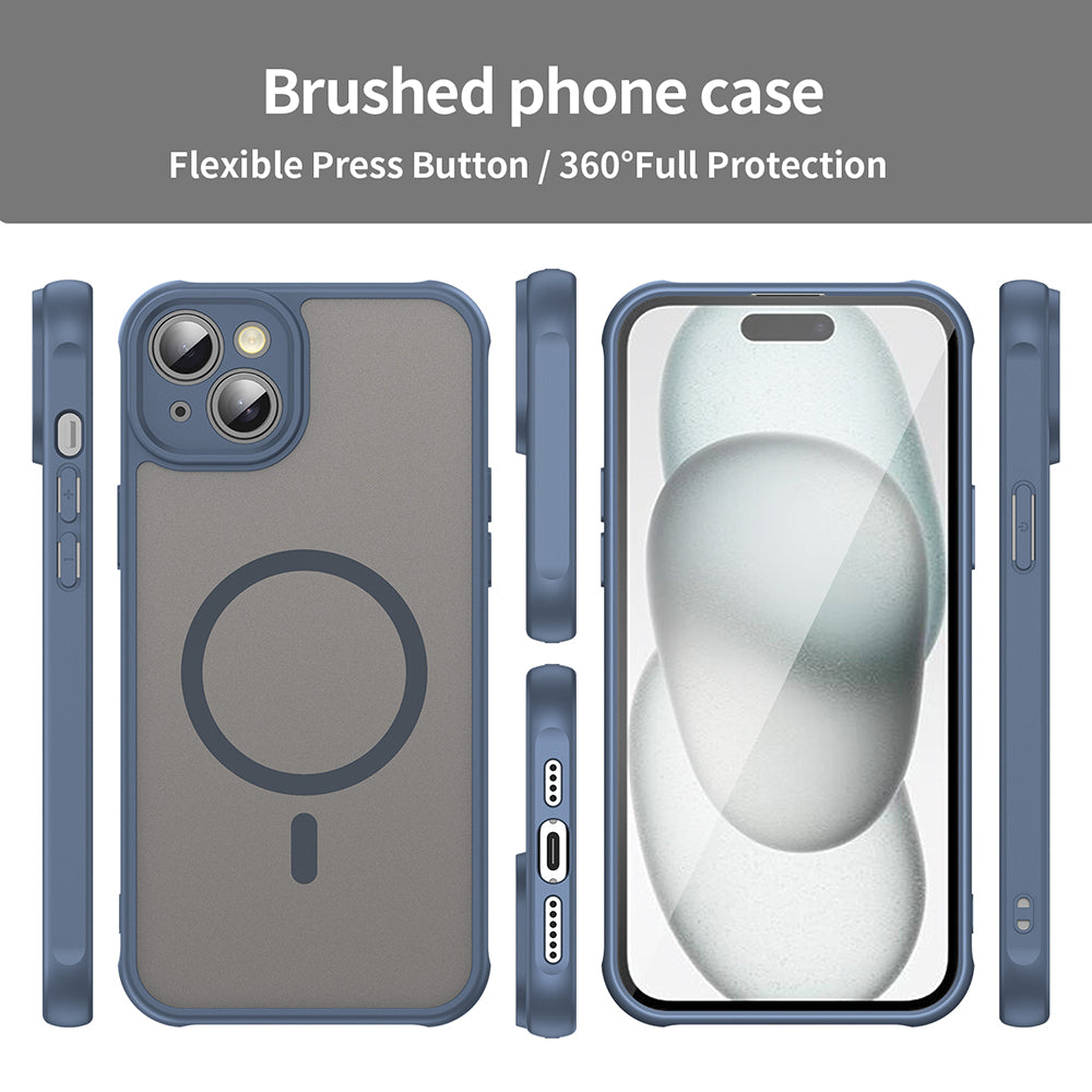 MagSafe-Hülle für Apple iPhone 14 Plus, Techsuit, HaloFrost II, Marineblau