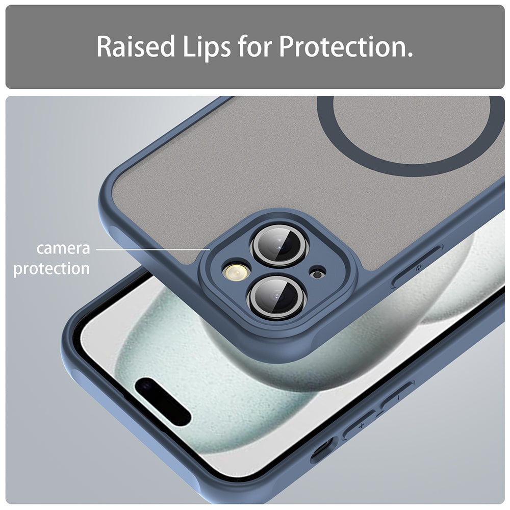 MagSafe-Hülle für Apple iPhone 14 Plus, Techsuit, HaloFrost II, Marineblau