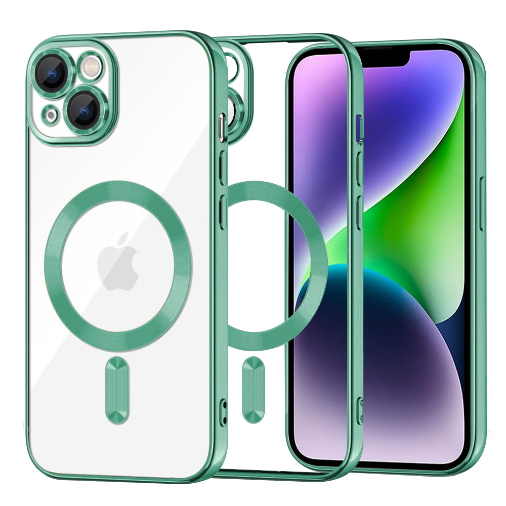 MagSafe-Hülle für Apple iPhone 14 Plus, Techsuit, Luxury Crystal, Hellgrün