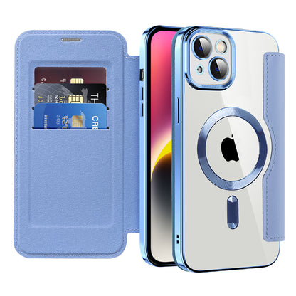 MagSafe Case for Apple iPhone 14 Plus, Techsuit, SmartMag Book, Blue