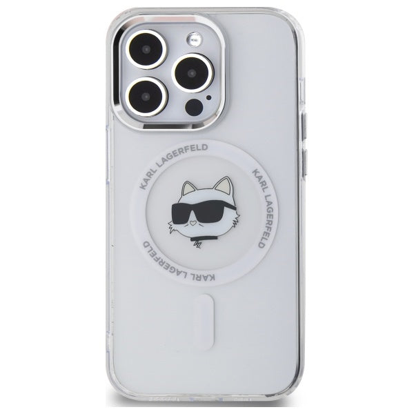 MagSafe Case for Apple iPhone 14 Pro, Karl Lagerfeld, IML Metal Choupette's Head, White