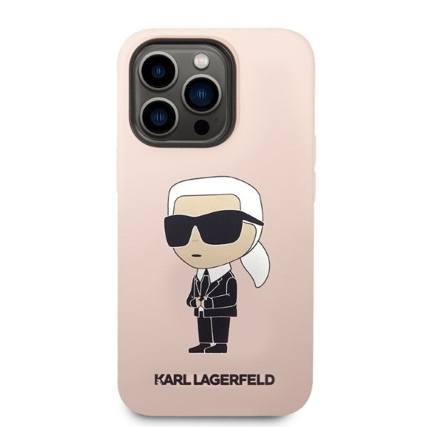 MagSafe Hülle für Apple iPhone 14 Pro, Karl Lagerfeld, Silicone Ikonik Karl, Rosa