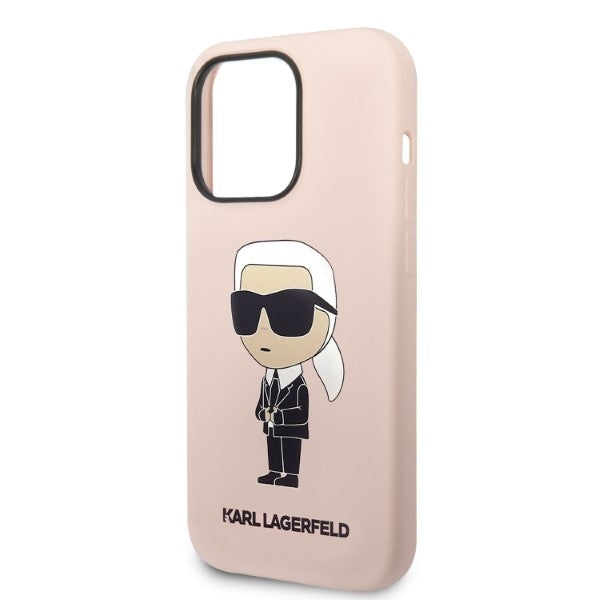 MagSafe Hülle für Apple iPhone 14 Pro, Karl Lagerfeld, Silicone Ikonik Karl, Rosa