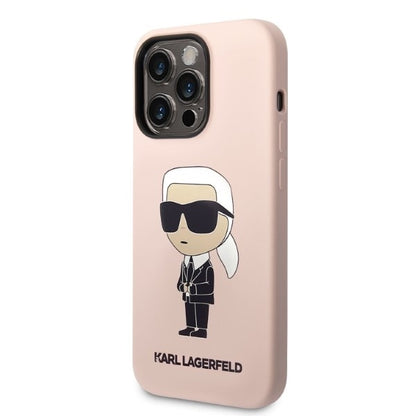 MagSafe Hülle für Apple iPhone 14 Pro, Karl Lagerfeld, Silicone Ikonik Karl, Rosa
