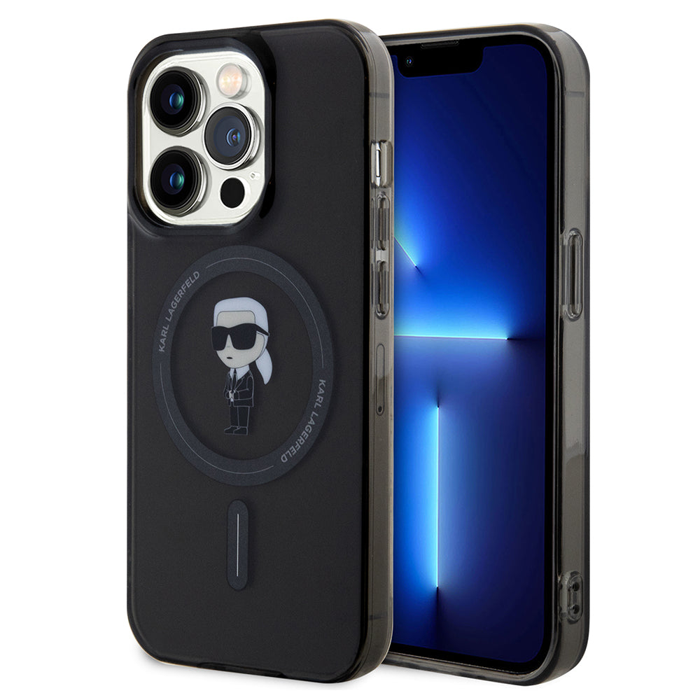 MagSafe Hülle für Apple iPhone 14 Pro Max, Karl Lagerfeld, IML Ikonik Karl, Schwarz
