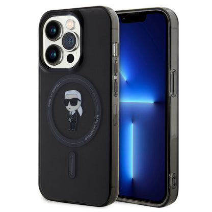 MagSafe Hülle für Apple iPhone 14 Pro Max, Karl Lagerfeld, IML Ikonik Karl, Schwarz