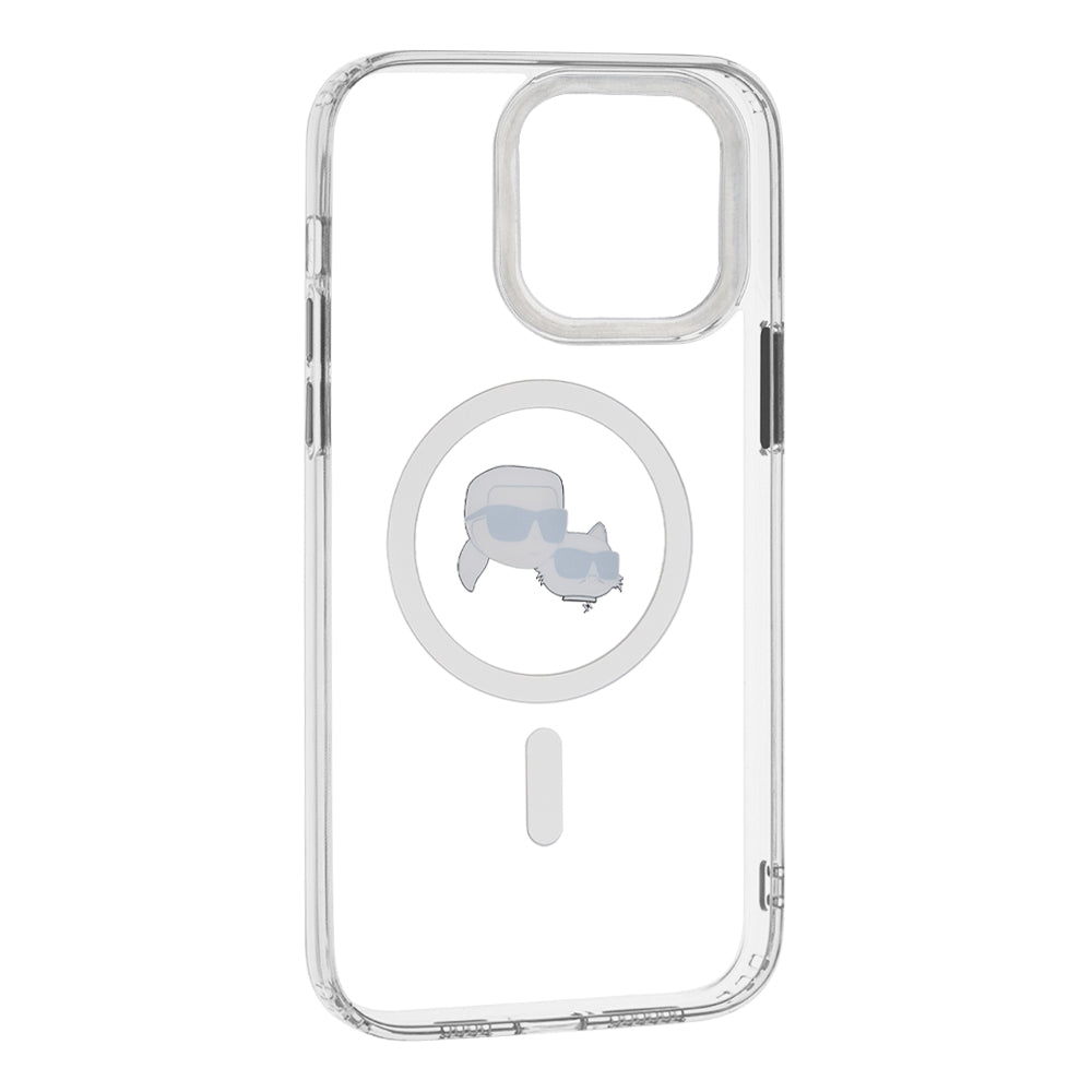 MagSafe Hülle für Apple iPhone 14 Pro Max, Karl Lagerfeld, IML Metal Karl & Choupette's Heads, Weiß