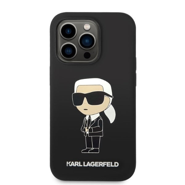 MagSafe Hülle für Apple iPhone 14 Pro Max, Karl Lagerfeld, Ikonik Karl Silikon, Schwarz