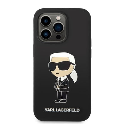 MagSafe Hülle für Apple iPhone 14 Pro Max, Karl Lagerfeld, Ikonik Karl Silikon, Schwarz