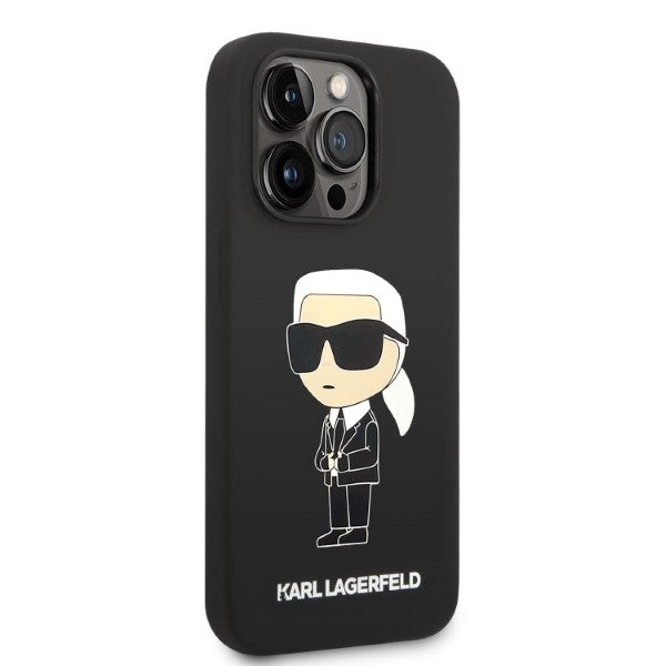 MagSafe Hülle für Apple iPhone 14 Pro Max, Karl Lagerfeld, Ikonik Karl Silikon, Schwarz