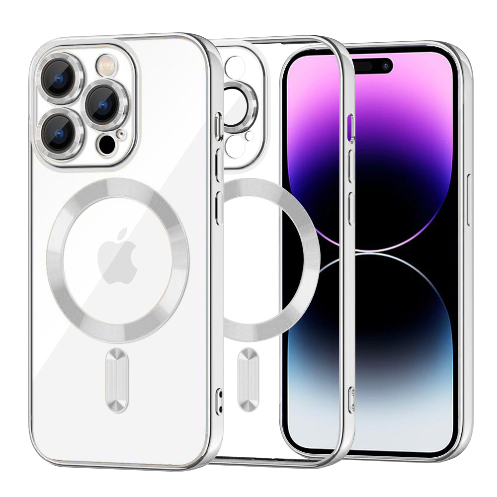 MagSafe Case for Apple iPhone 14 Pro Max, Techsuit, Luxury Crystal, Silver