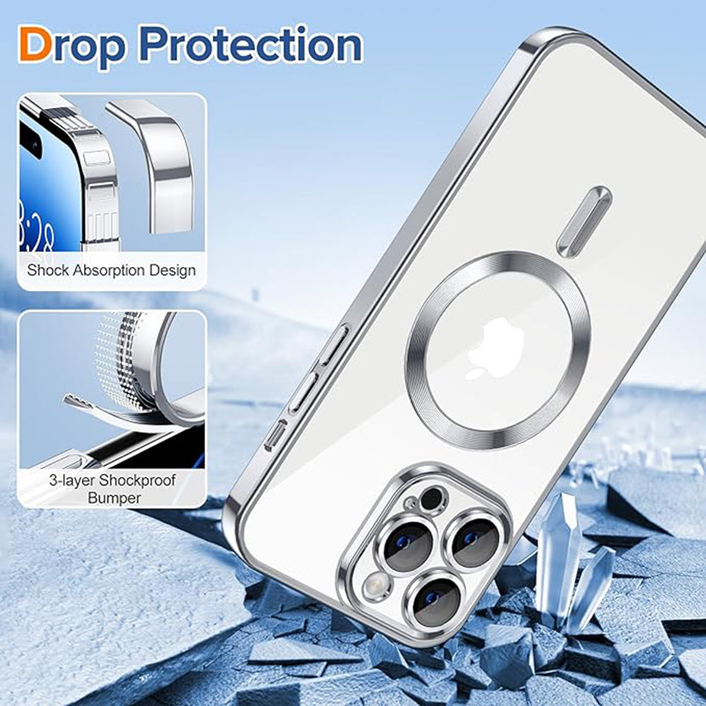 MagSafe Case for Apple iPhone 14 Pro Max, Techsuit, Luxury Crystal, Silver