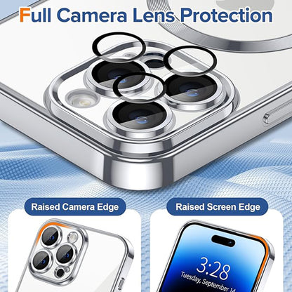 MagSafe Case for Apple iPhone 14 Pro Max, Techsuit, Luxury Crystal, Silver