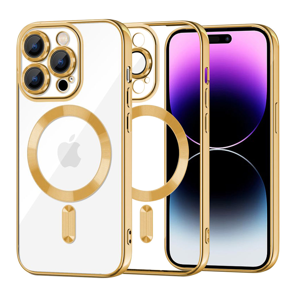 MagSafe-Hülle für Apple iPhone 14 Pro Max, Techsuit, Luxury Crystal, Gold