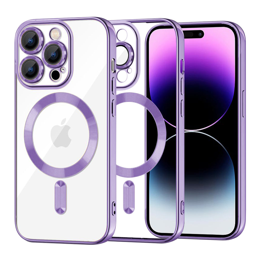MagSafe Case for Apple iPhone 14 Pro Max, Techsuit, Luxury Crystal, Light Purple