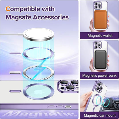 MagSafe Case for Apple iPhone 14 Pro Max, Techsuit, Luxury Crystal, Light Purple