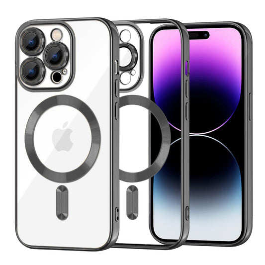 MagSafe-Hülle für Apple iPhone 14 Pro Max, Techsuit, Luxury Crystal, Schwarz